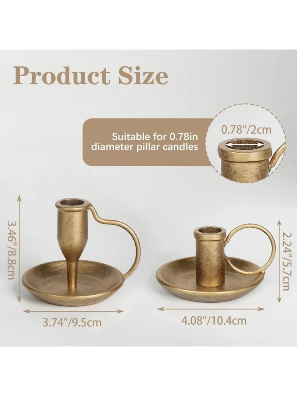 Antique Brass Taper Candle Holders Set of 2 | Vintage Decorative Stands for